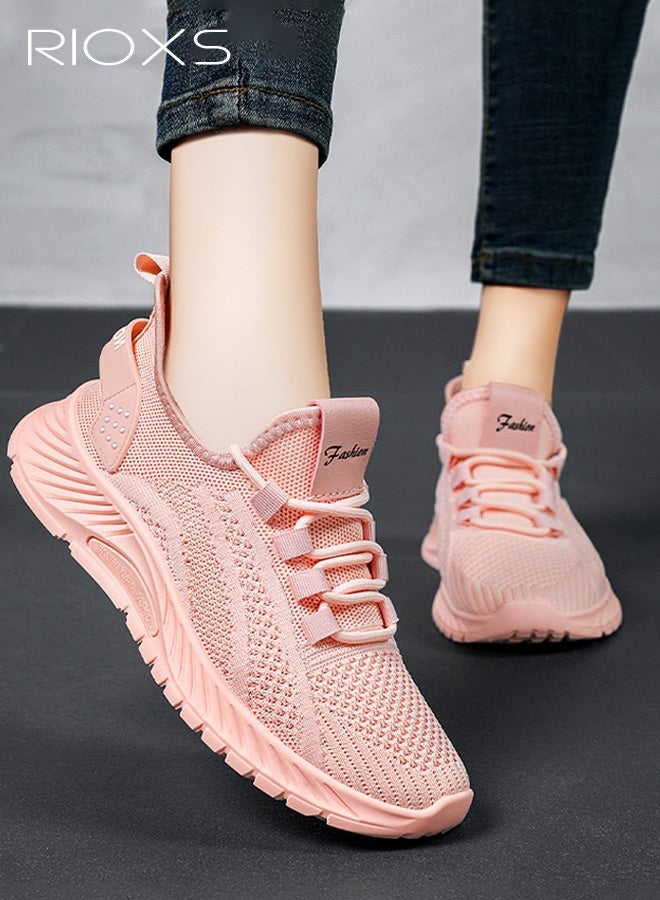 ريوكس أحذية الجري النسائية، أحذية رياضية خفيفة الوزن ومانعة للانزلاق، أحذية رياضية غير رسمية سهلة الارتداء من شبكة قابلة للتنفس، أحذية مريحة غير رسمية برباط للمشي، أحذية تنس للسيدات، أحذية رياضية عصرية ناعمة للركض والتمارين الرياضية والجري والمشي لمسافات طويلة وصيد الأسماك والارتداء اليومي، باللون الوردي - Image 1